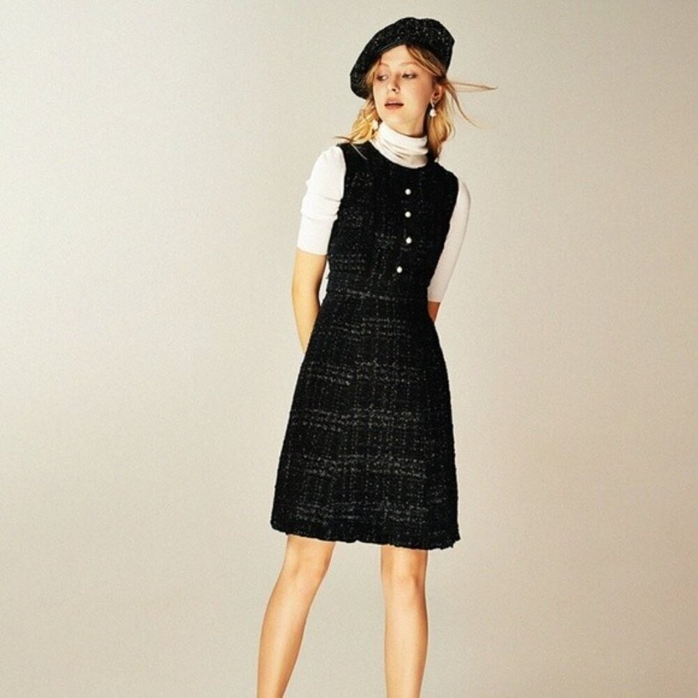 Kate Spade Sparkle Tweed Pearl Button Dress- Size 0